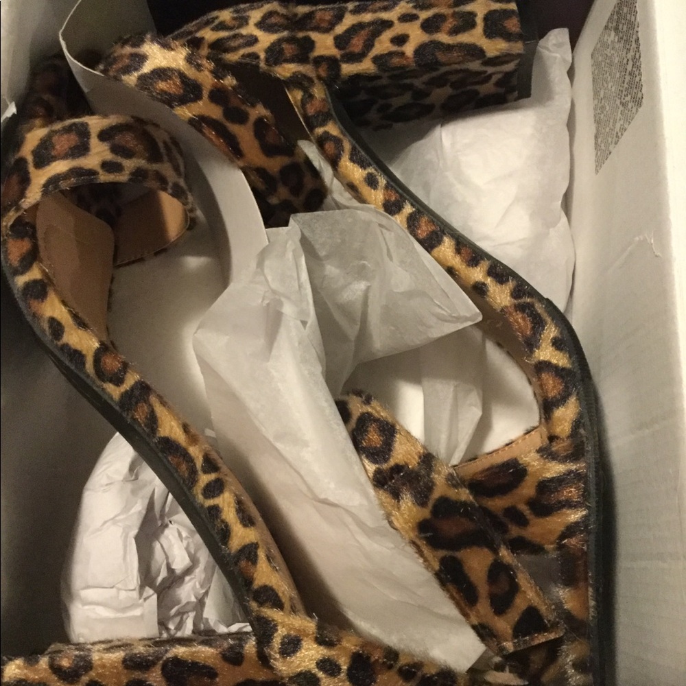 Leopard print block heels